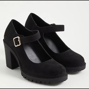 Torrid Black Faux Leather Mary Jane Chunky Heel
